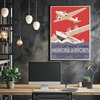 New York City Airports Art Deco Travel Poster PosterGoat