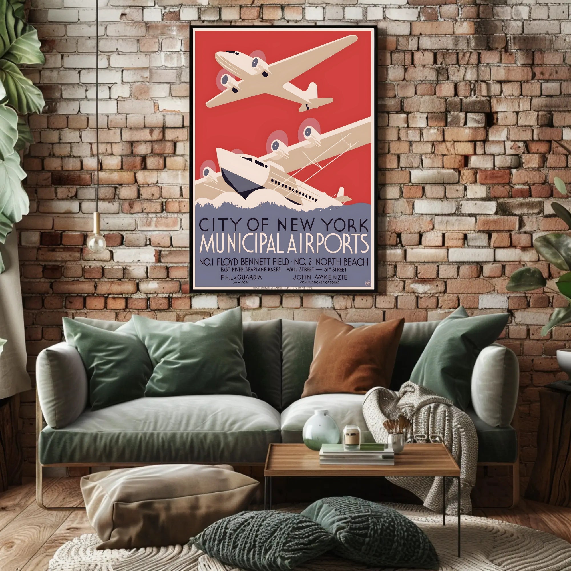 New York City Airports Art Deco Travel Poster PosterGoat