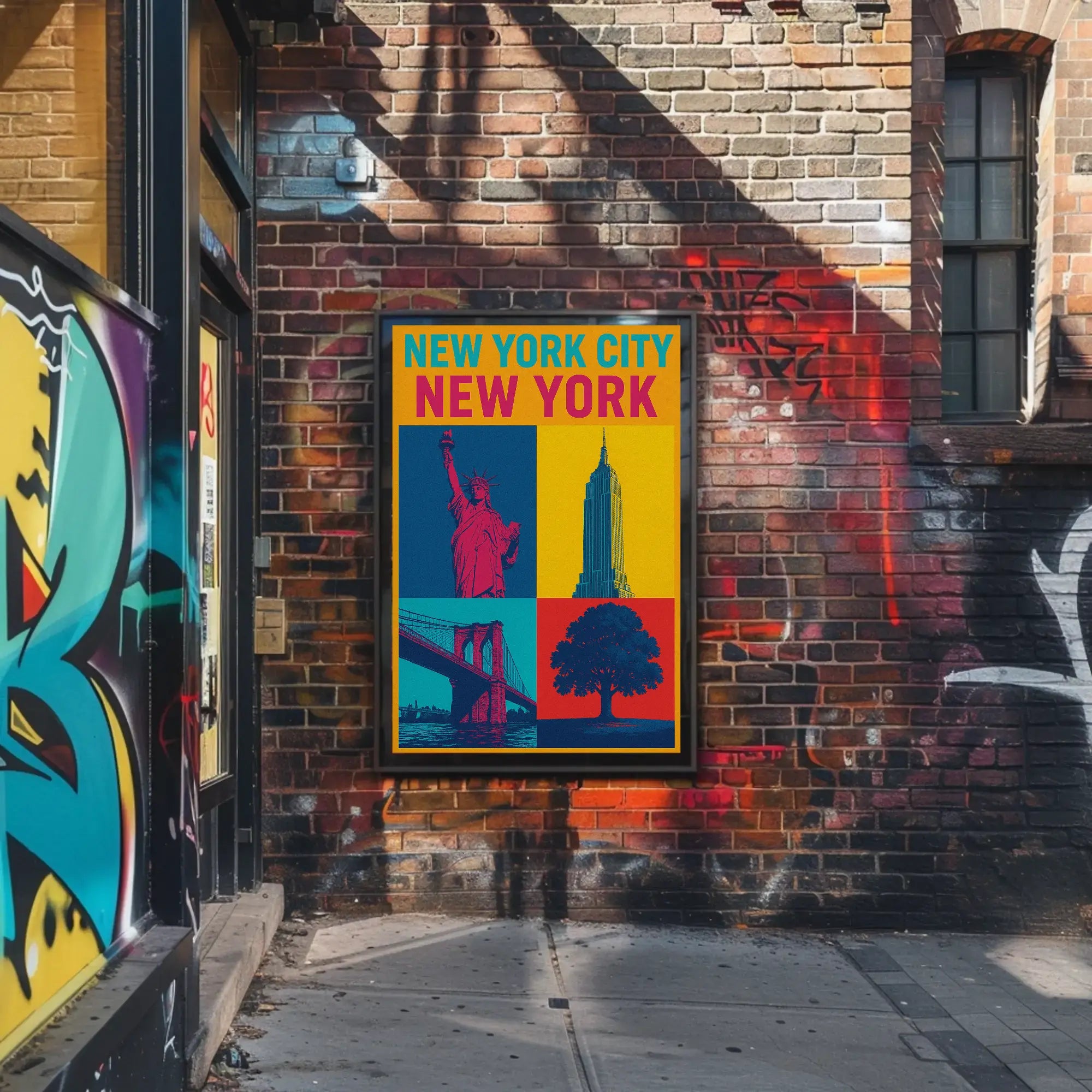 New York City Icons Pop-Art Inspired Travel Poster PosterGoat