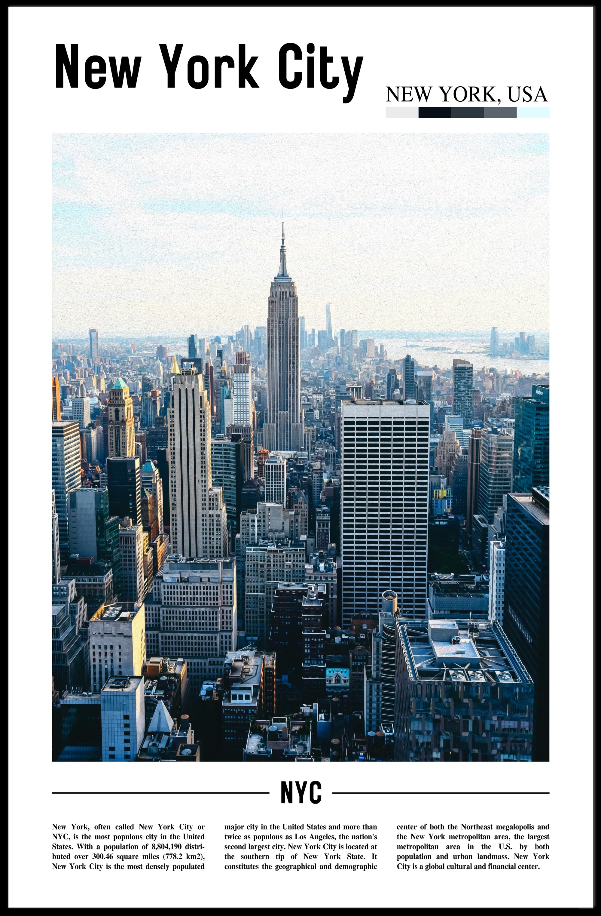 New York City Skyline Travel Poster PosterGoat