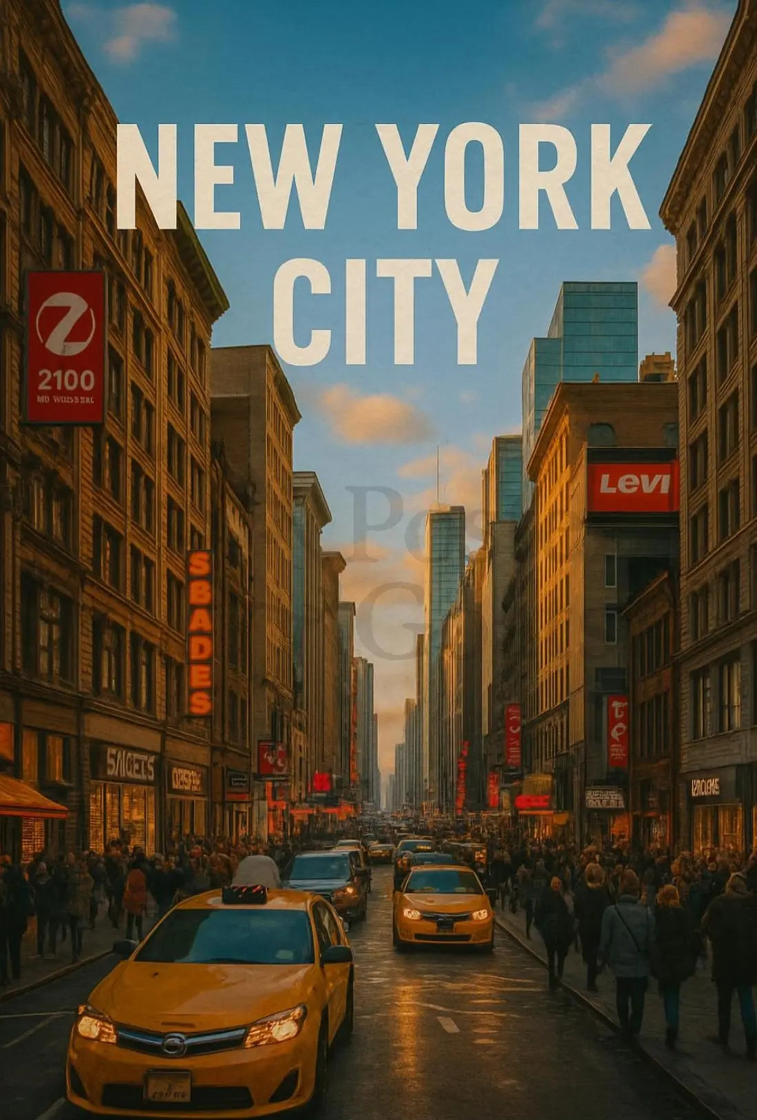 New York City Vibrant Urban Scene Travel Poster PosterGoat