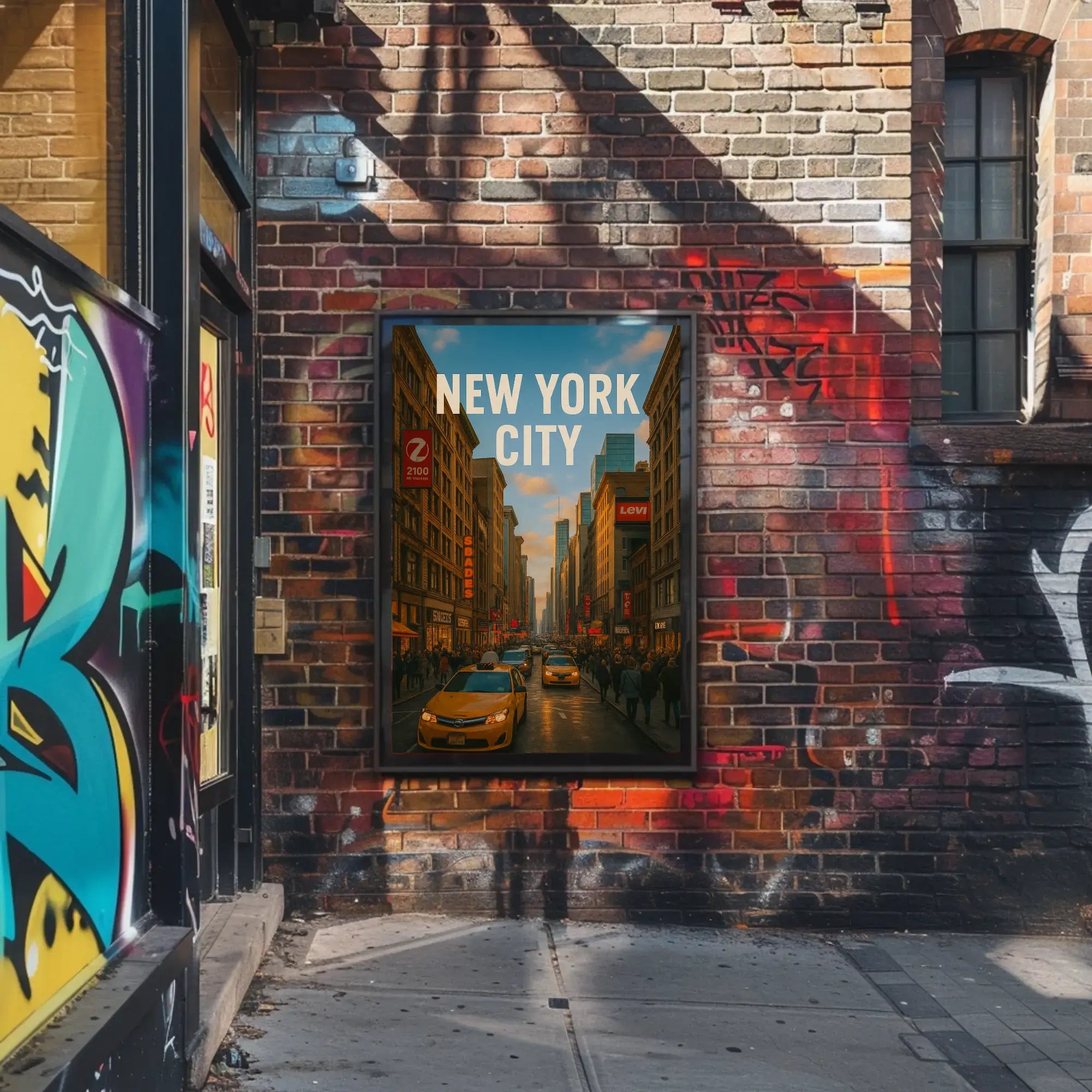New York City Vibrant Urban Scene Travel Poster PosterGoat