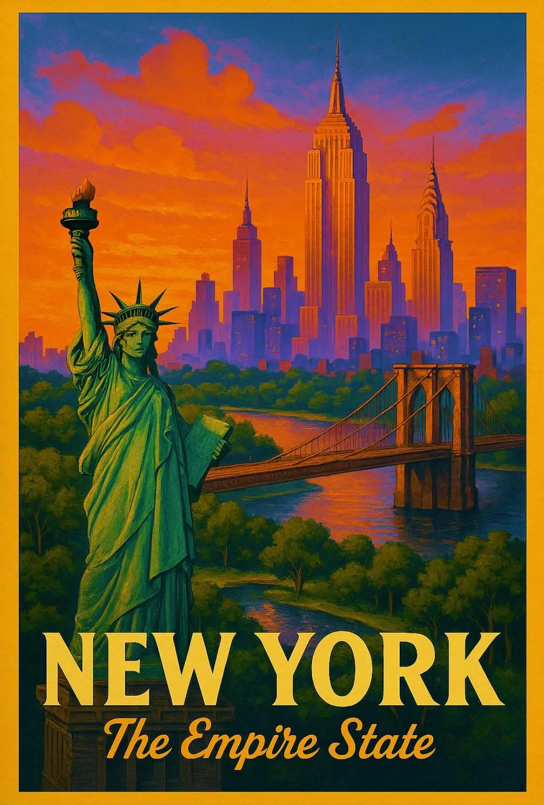New York City Vintage Travel Poster PosterGoat