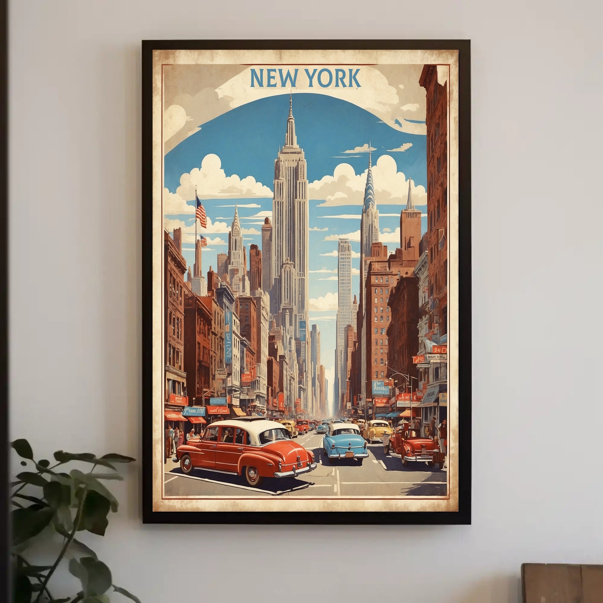 New York Cityscape: Vintage Charm in Urban or Cityscape Poster PosterGoat