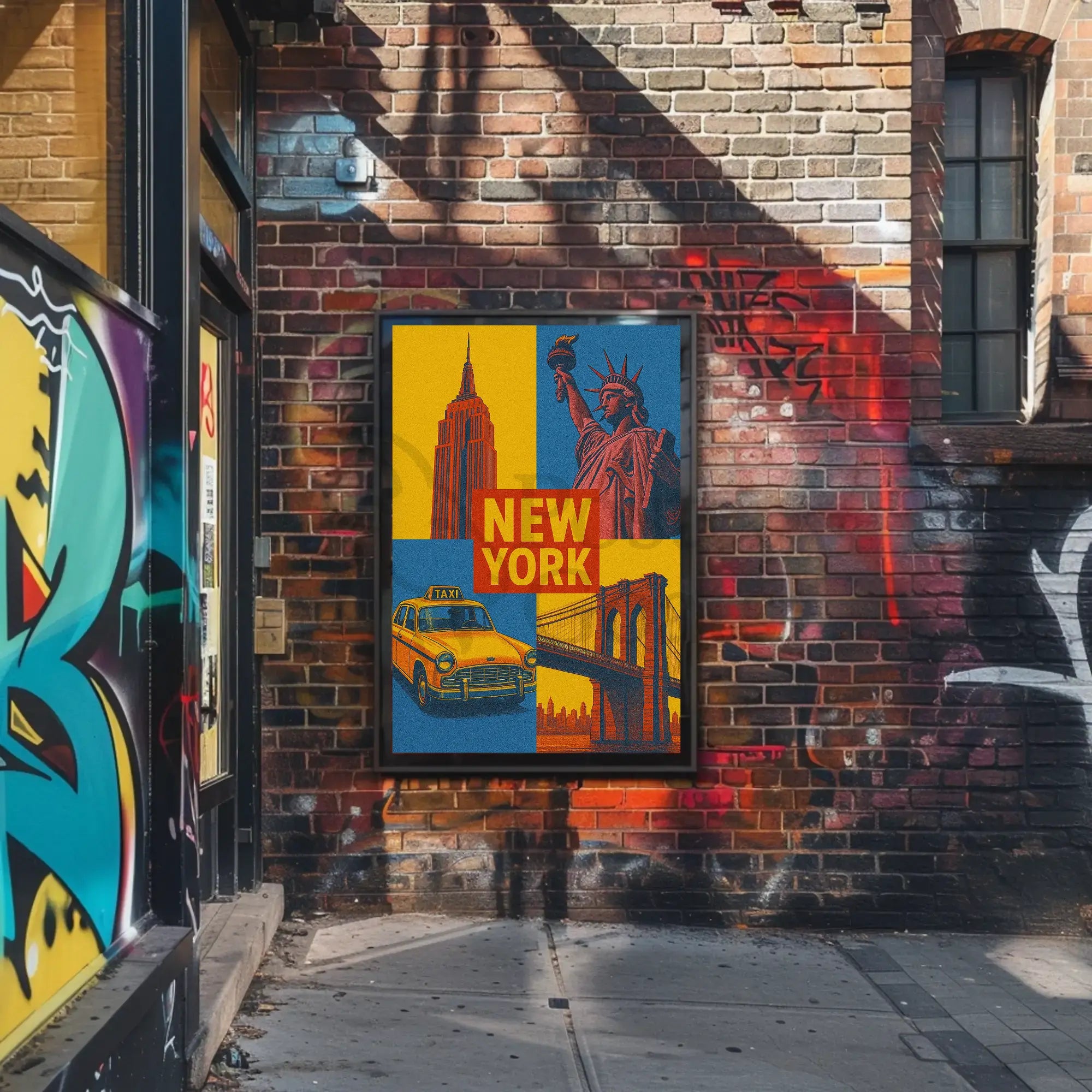 New York Icons Retro Travel Poster PosterGoat