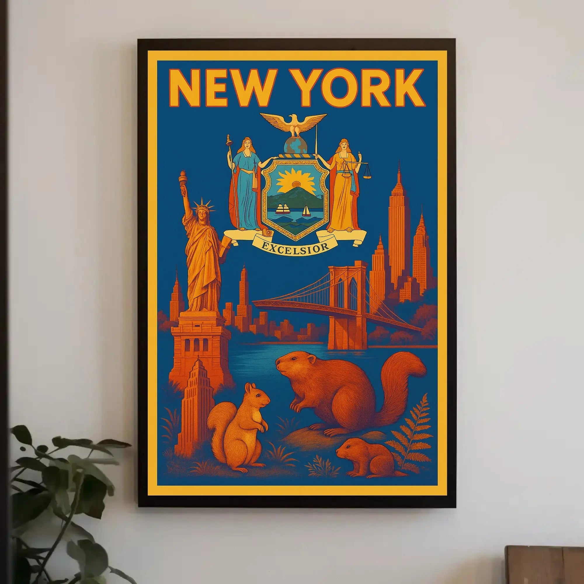 New York Icons Vintage Travel Poster PosterGoat