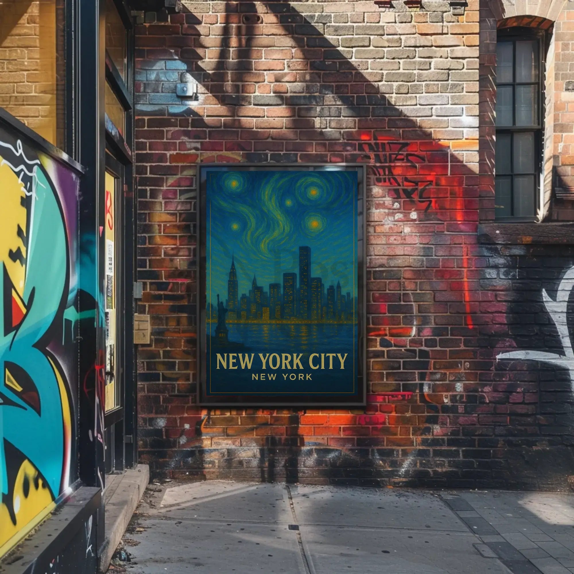 New York Skyline Van Gogh Style Travel Poster PosterGoat