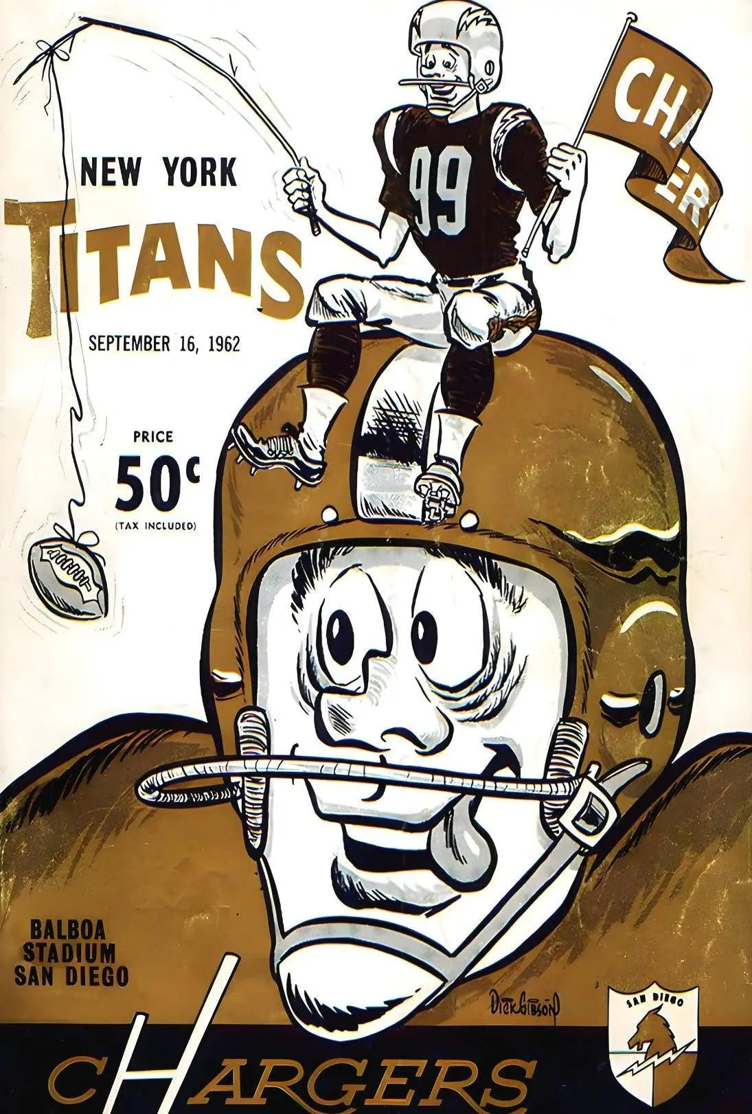 New York Titans vs Chargers 1962 Vintage Sports Poster PosterGoat