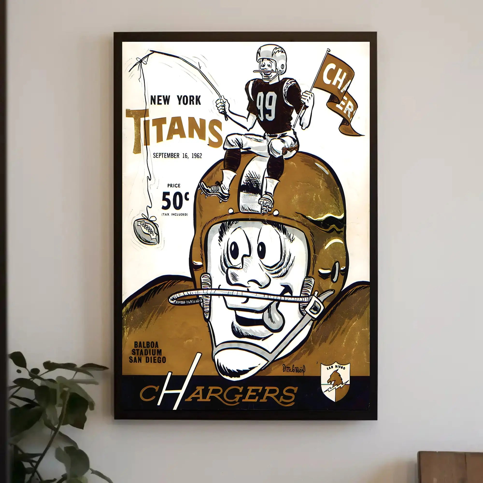 New York Titans vs Chargers 1962 Vintage Sports Poster PosterGoat