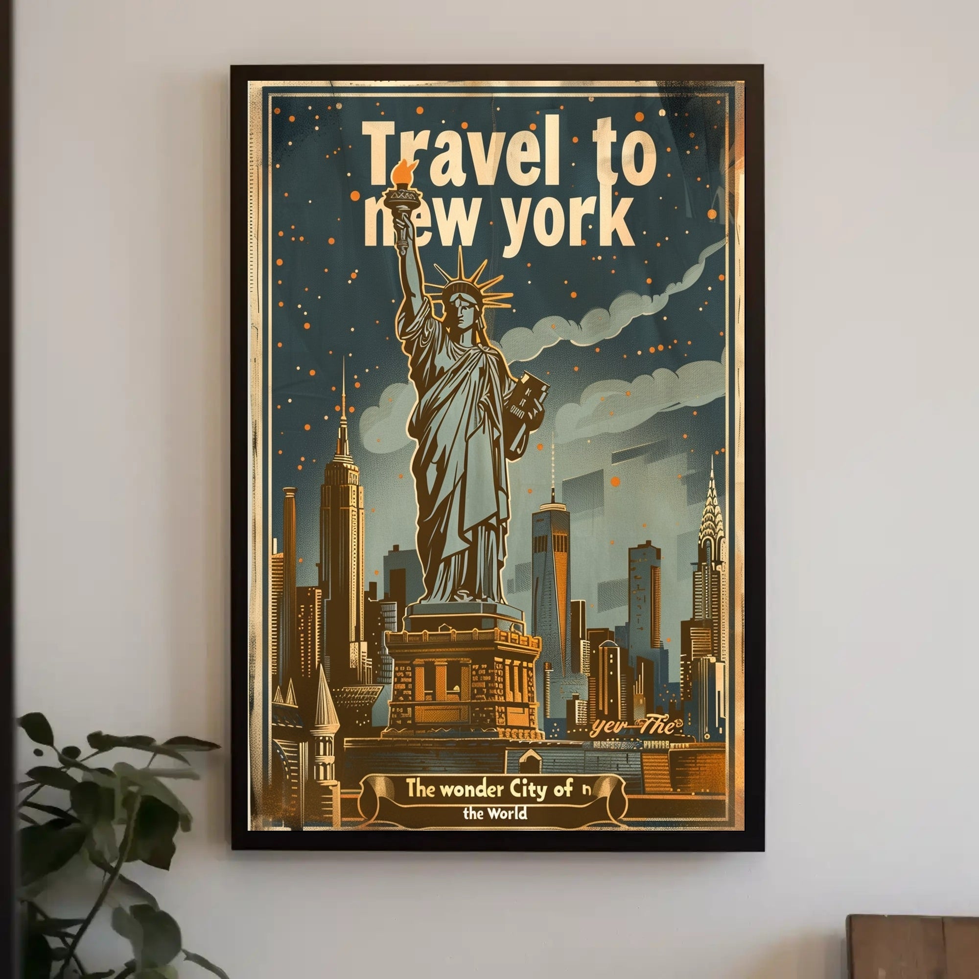New York Vintage Travel Poster Featuring Statue of Liberty PosterGoat