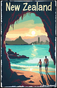 New Zealand Scenic Vintage Travel Poster PosterGoat