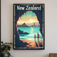 New Zealand Scenic Vintage Travel Poster PosterGoat