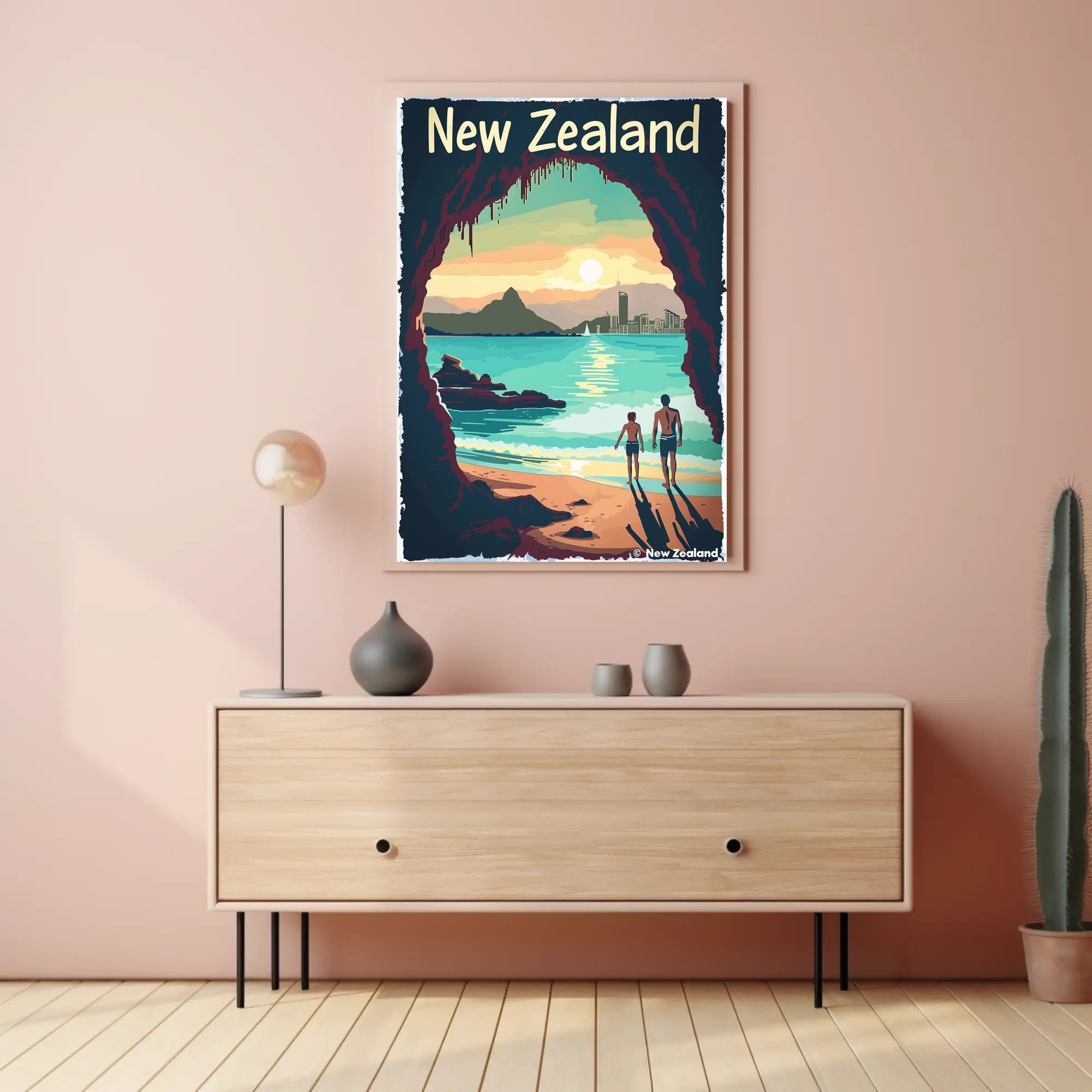 New Zealand Scenic Vintage Travel Poster PosterGoat