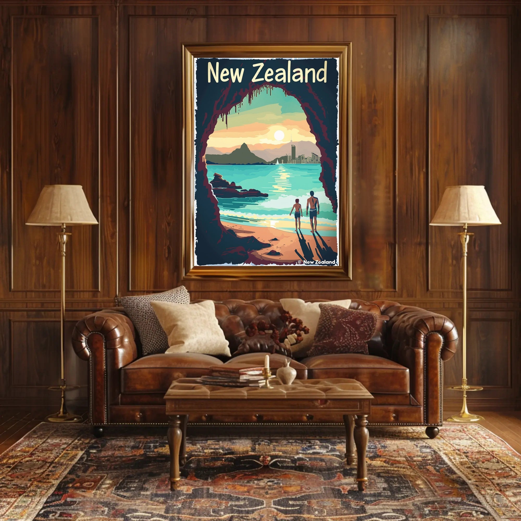 New Zealand Scenic Vintage Travel Poster PosterGoat