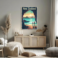New Zealand Scenic Vintage Travel Poster PosterGoat