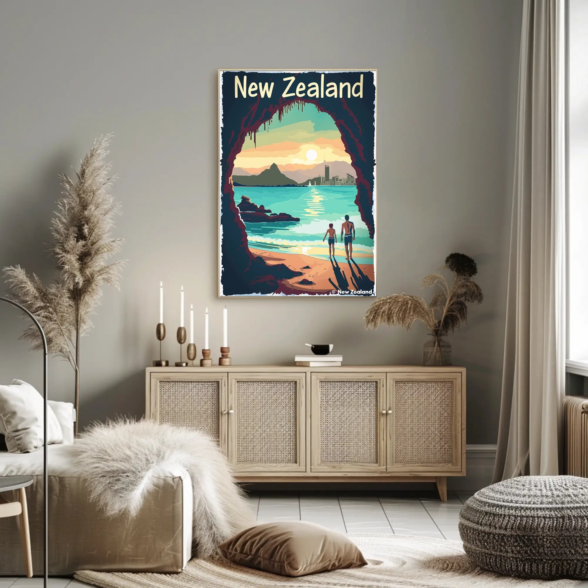 New Zealand Scenic Vintage Travel Poster PosterGoat