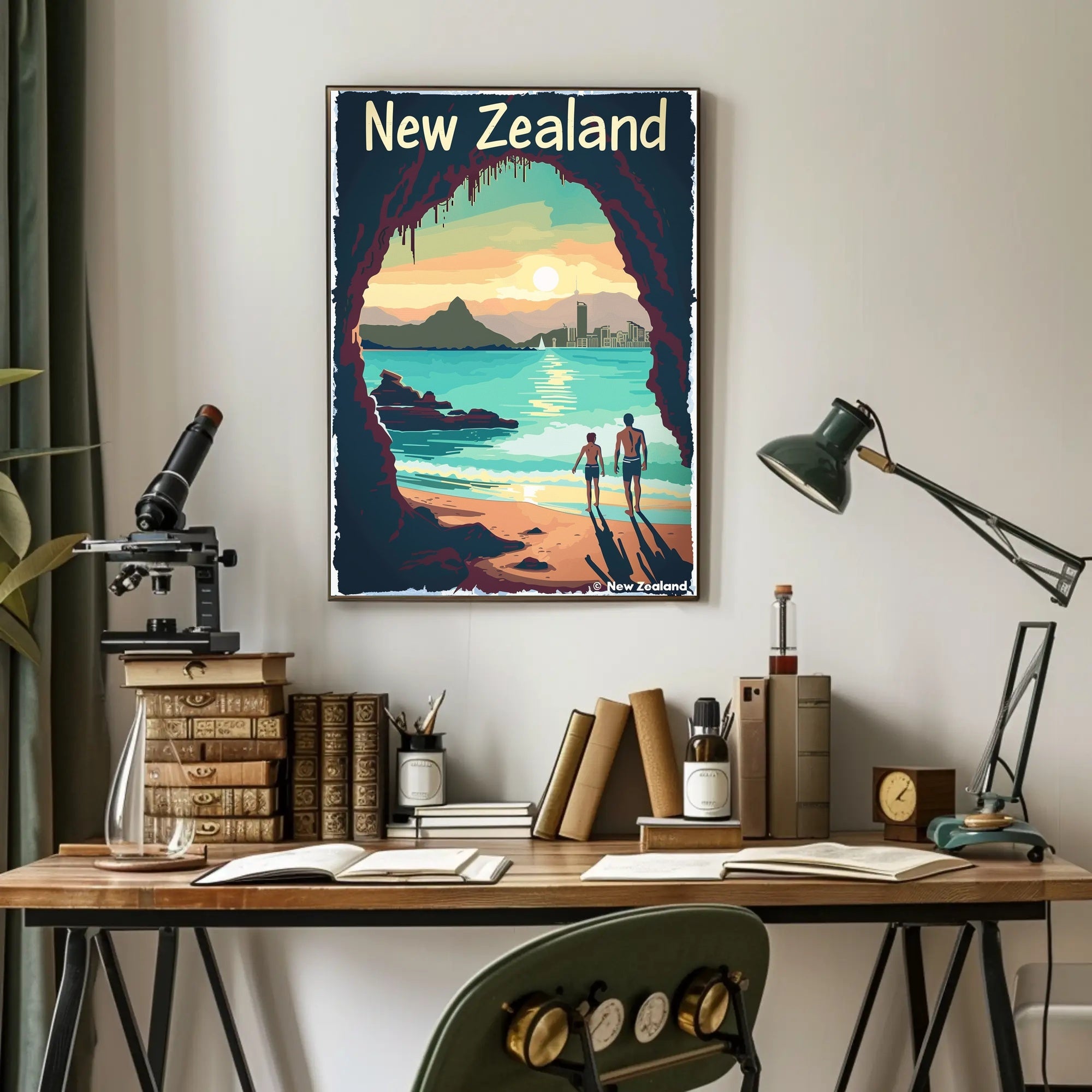New Zealand Scenic Vintage Travel Poster PosterGoat