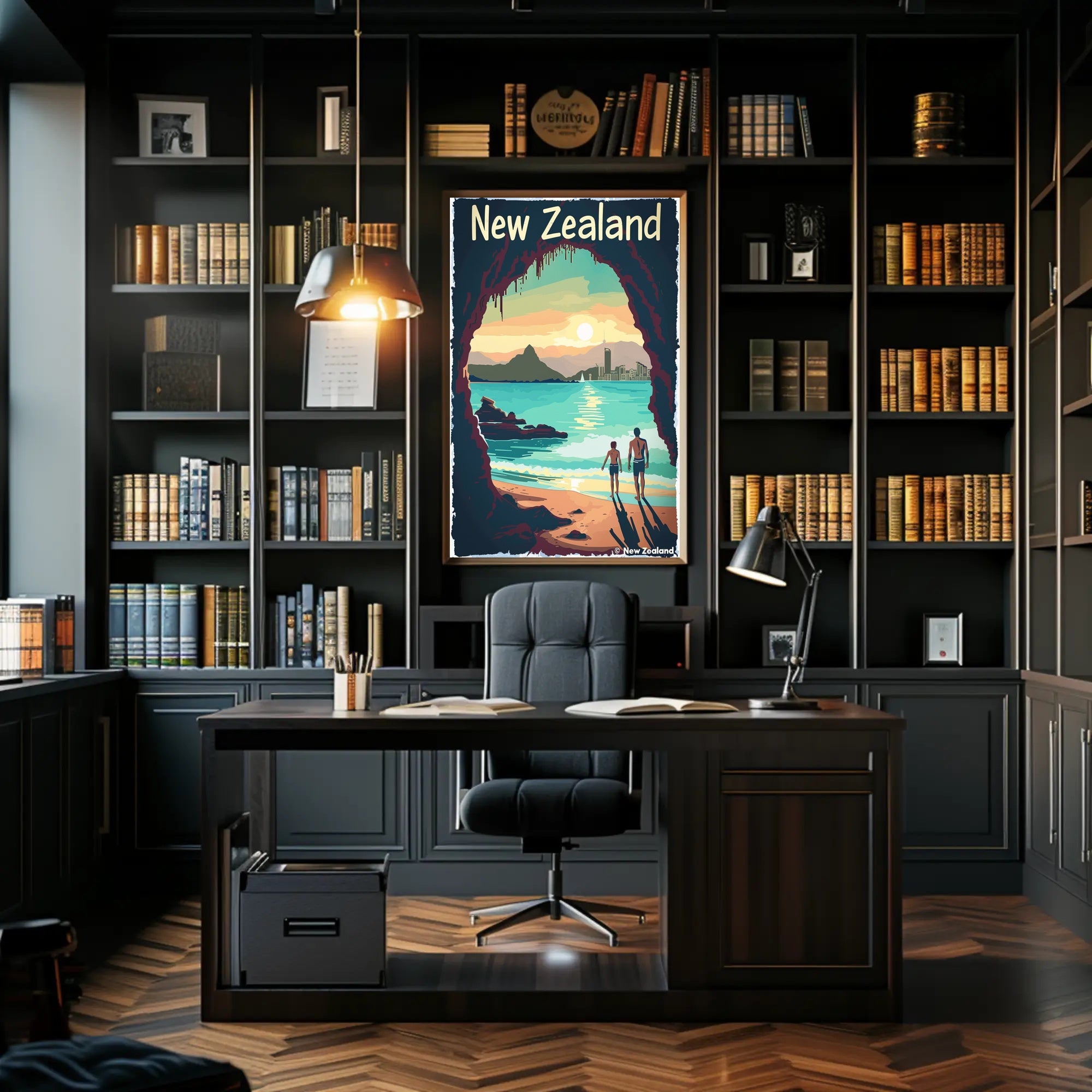 New Zealand Scenic Vintage Travel Poster PosterGoat