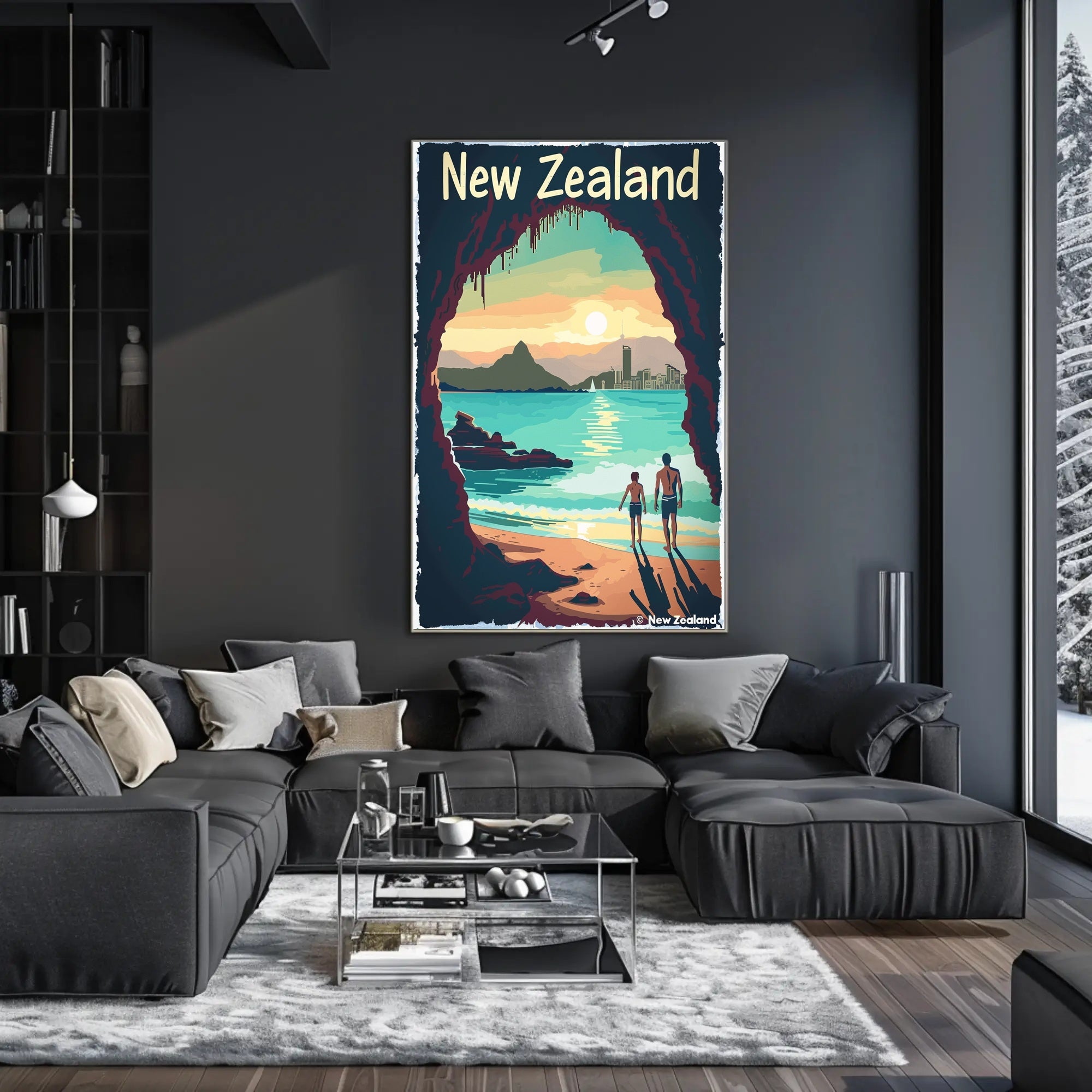 New Zealand Scenic Vintage Travel Poster PosterGoat