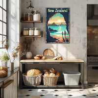New Zealand Scenic Vintage Travel Poster PosterGoat