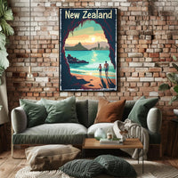 New Zealand Scenic Vintage Travel Poster PosterGoat