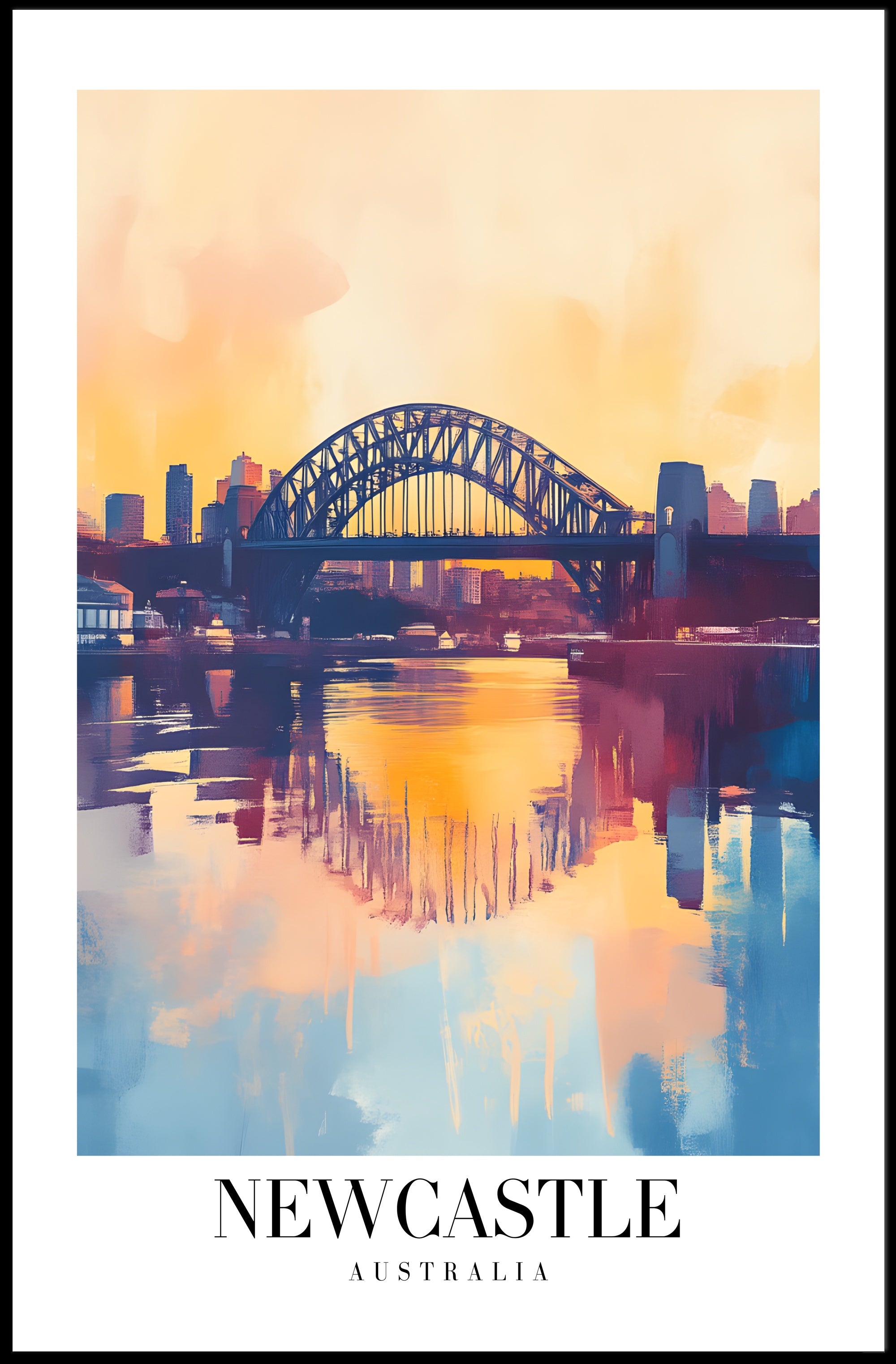 Newcastle Cityscape at Sunset: Urban or Cityscape Poster PosterGoat