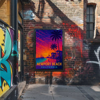 Newport Beach Retro Style Travel Poster PosterGoat