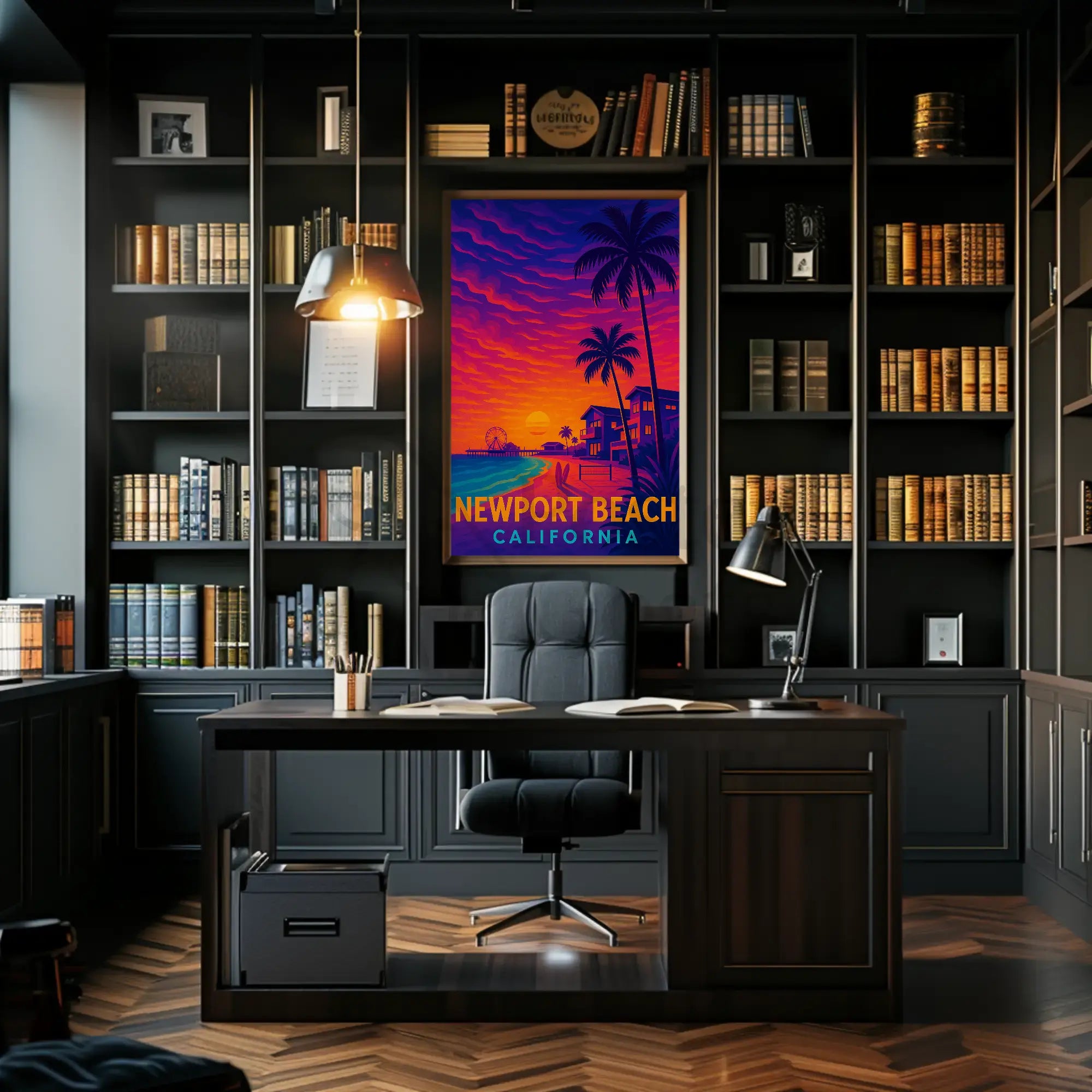 Newport Beach Retro Style Travel Poster PosterGoat