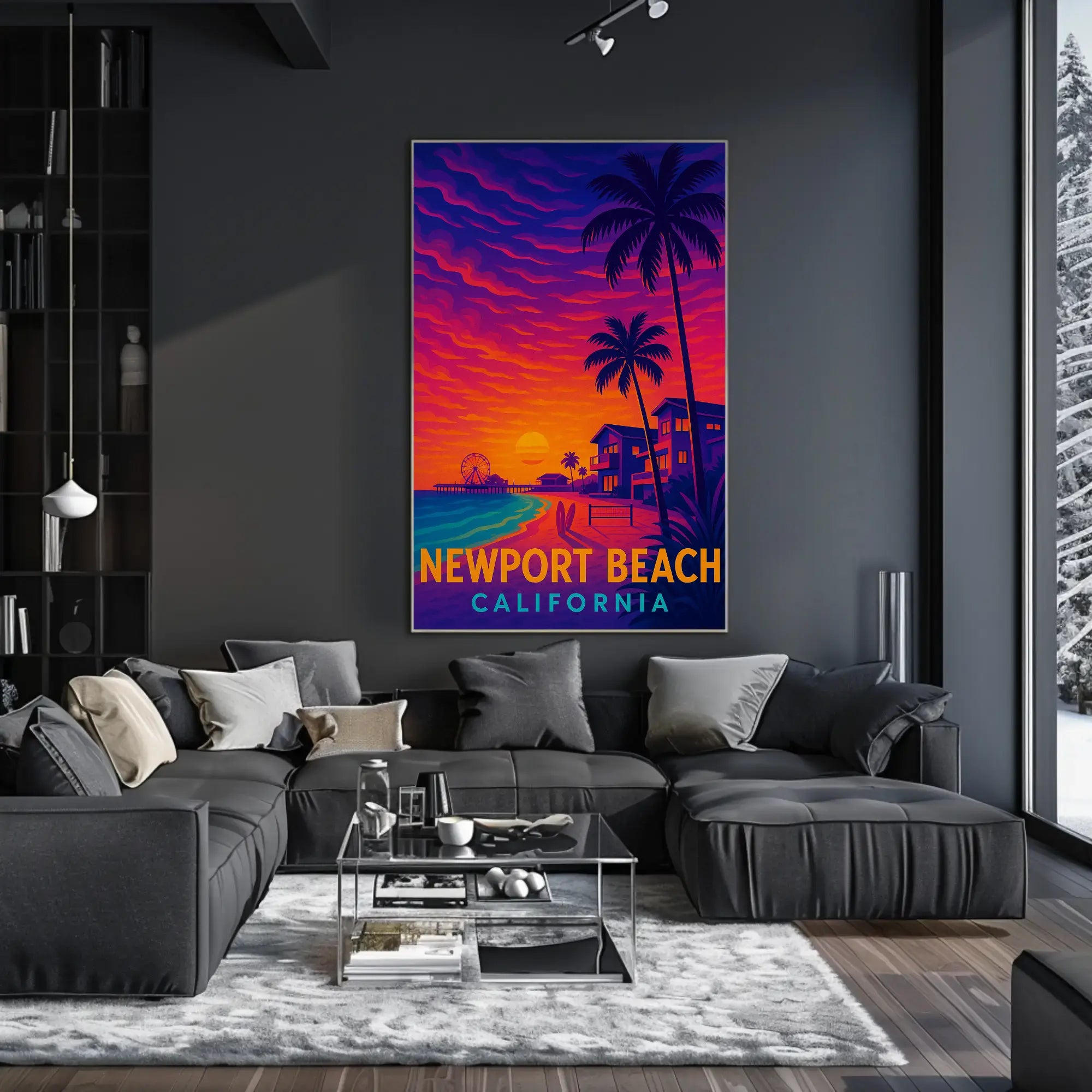 Newport Beach Retro Style Travel Poster PosterGoat