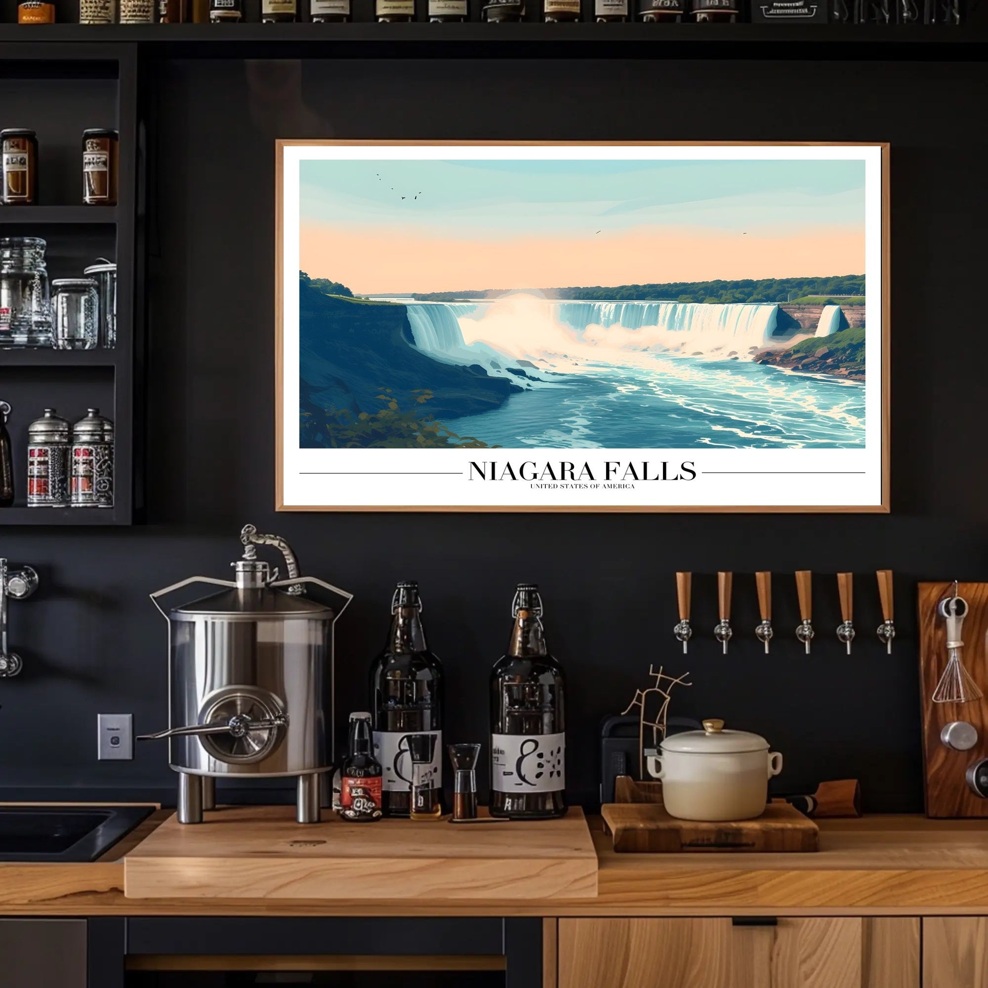 Niagara Falls Vintage Travel Illustration Poster PosterGoat