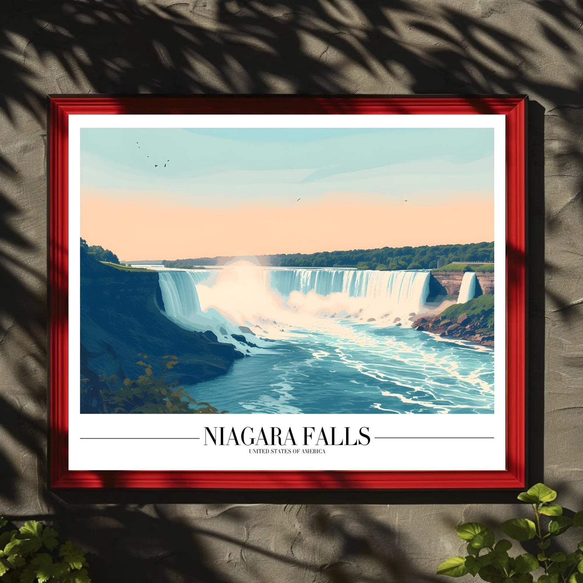 Niagara Falls Vintage Travel Illustration Poster PosterGoat