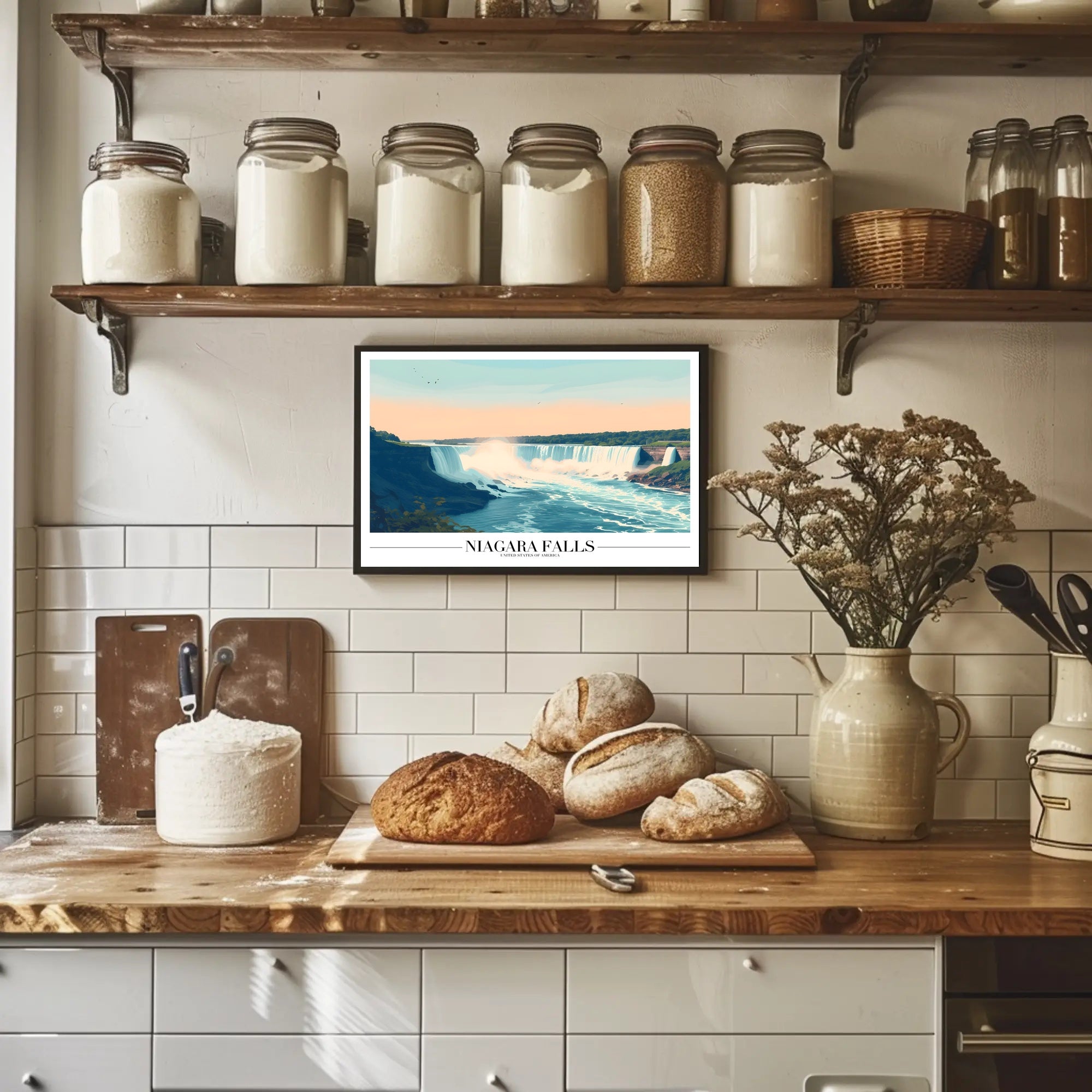 Niagara Falls Vintage Travel Illustration Poster PosterGoat