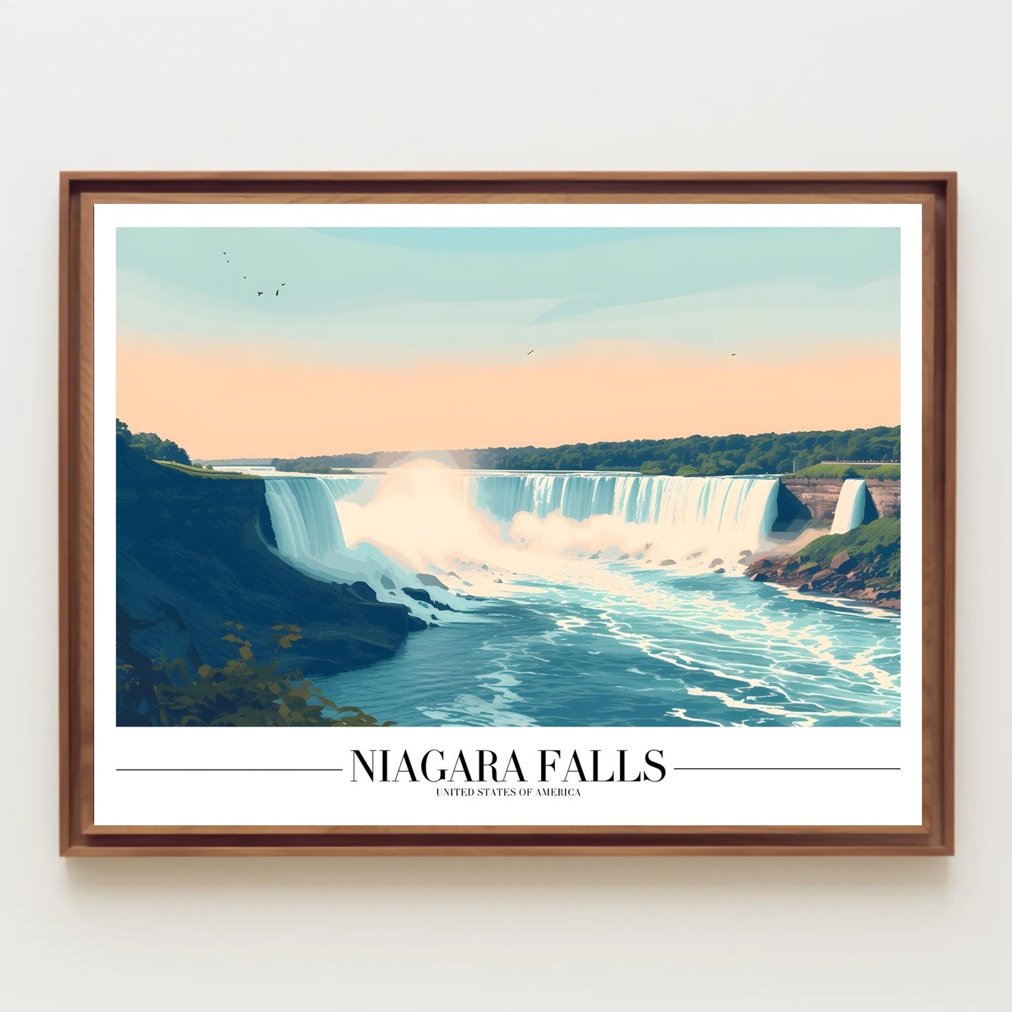 Niagara Falls Vintage Travel Illustration Poster PosterGoat