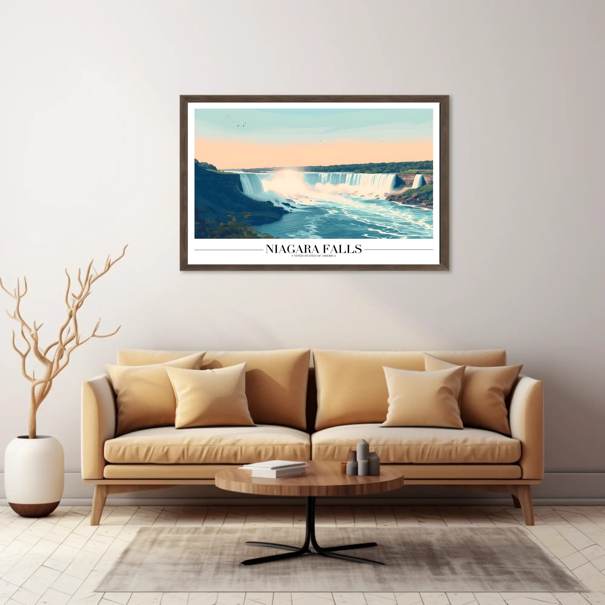 Niagara Falls Vintage Travel Illustration Poster PosterGoat