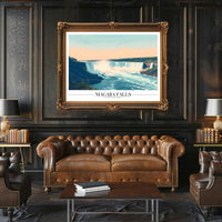 Niagara Falls Vintage Travel Illustration Poster PosterGoat
