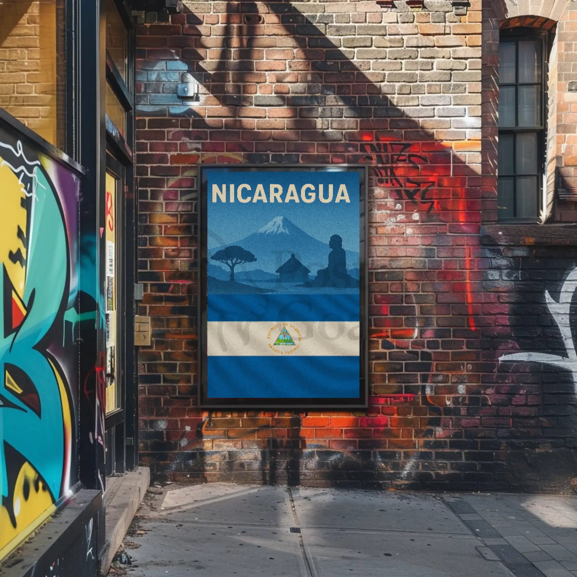 Nicaragua Vintage Scenic Travel Poster PosterGoat
