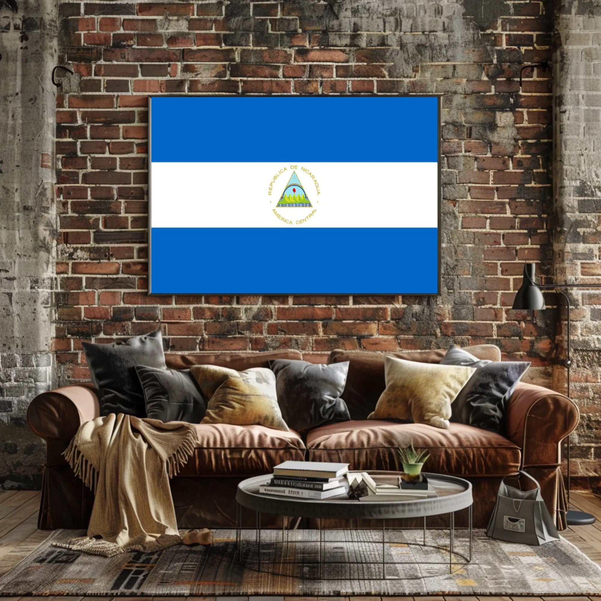 Nicaraguan National Flag Representation Country Flag Poster PosterGoat