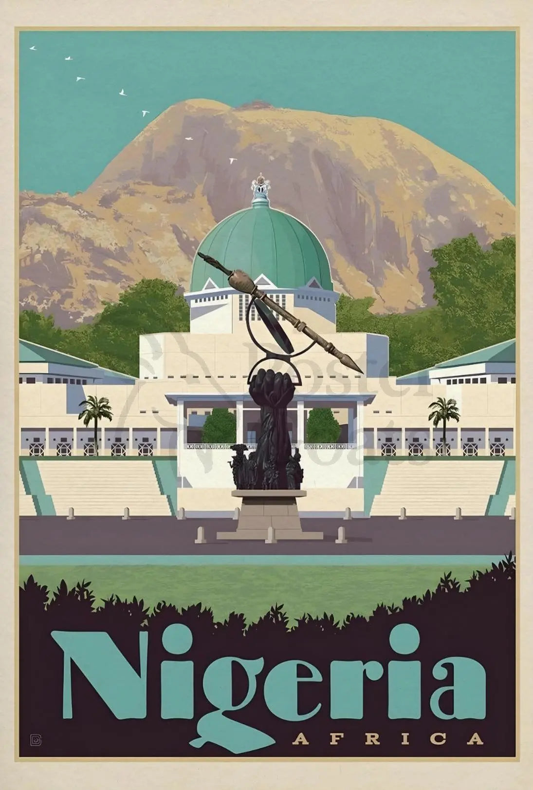 Nigerian National Assembly Modern Travel Poster PosterGoat