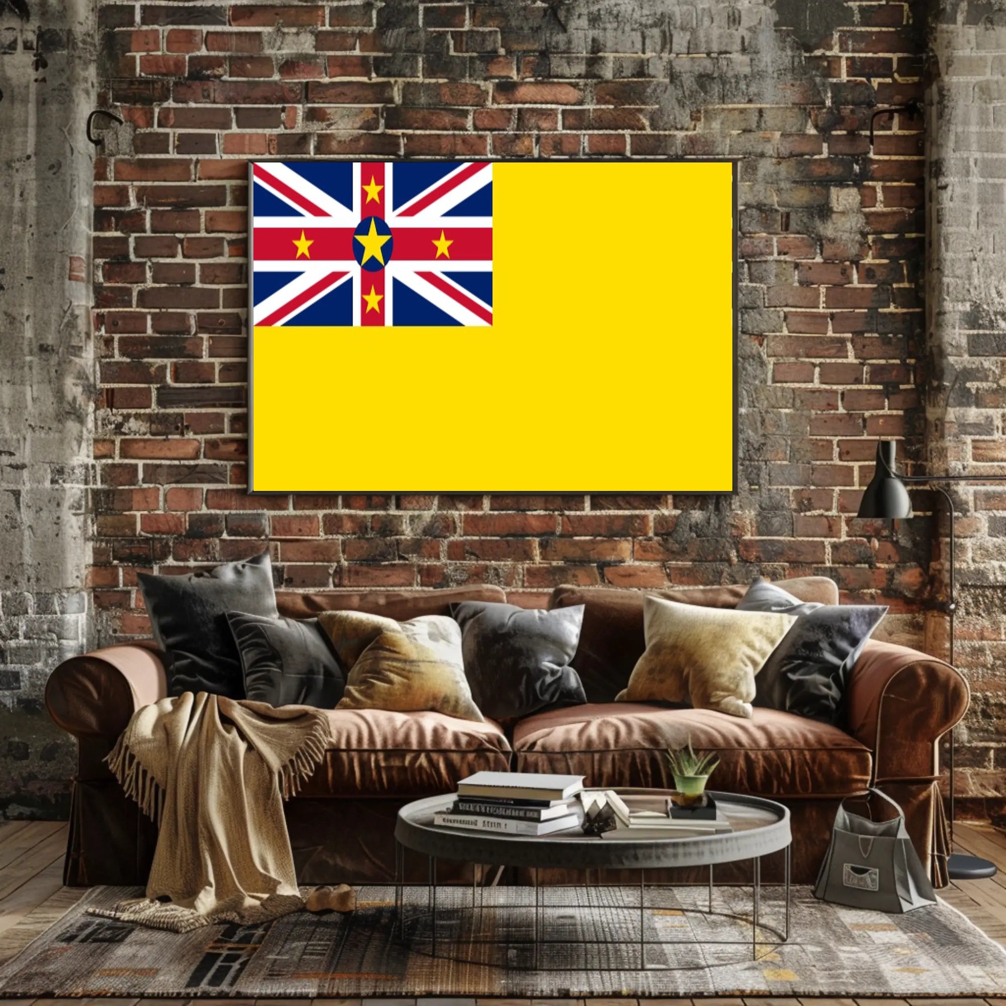Niue Flag Poster Featuring Vibrant Modern Graphic Elements PosterGoat