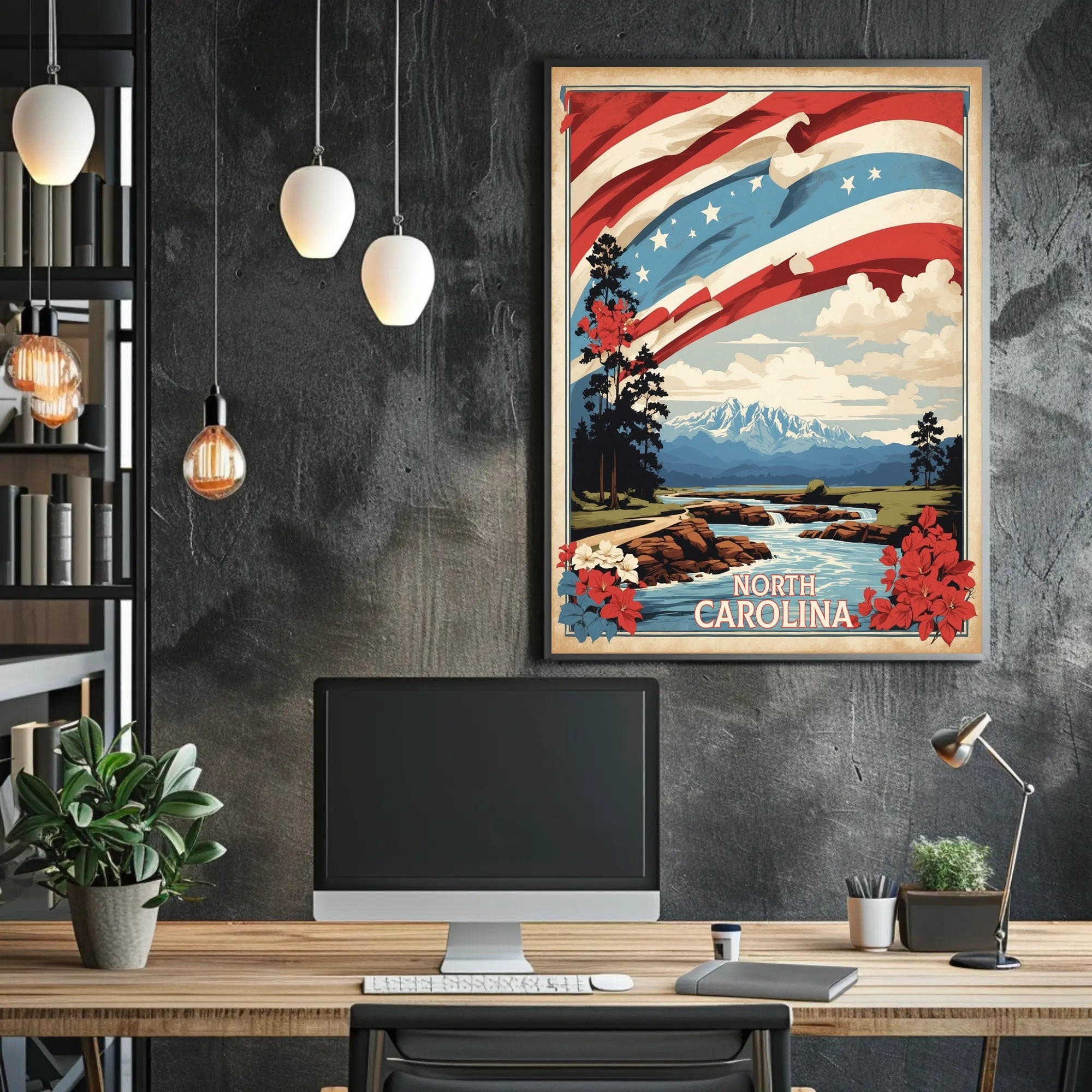 North Carolina Scenic Landscape Travel Poster PosterGoat