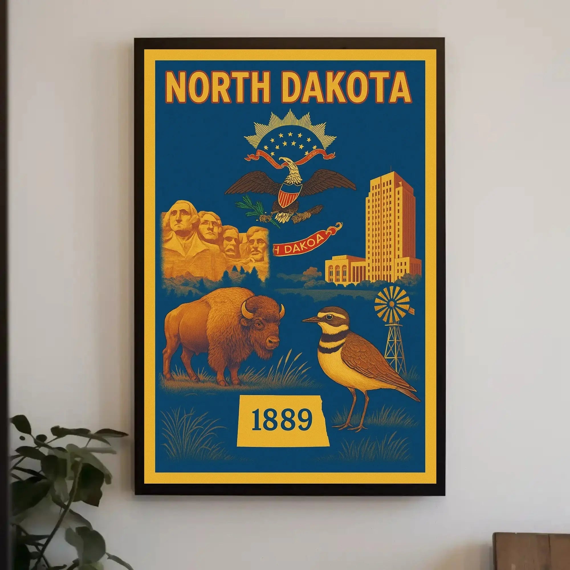 North Dakota Pride Vintage Cultural Poster PosterGoat