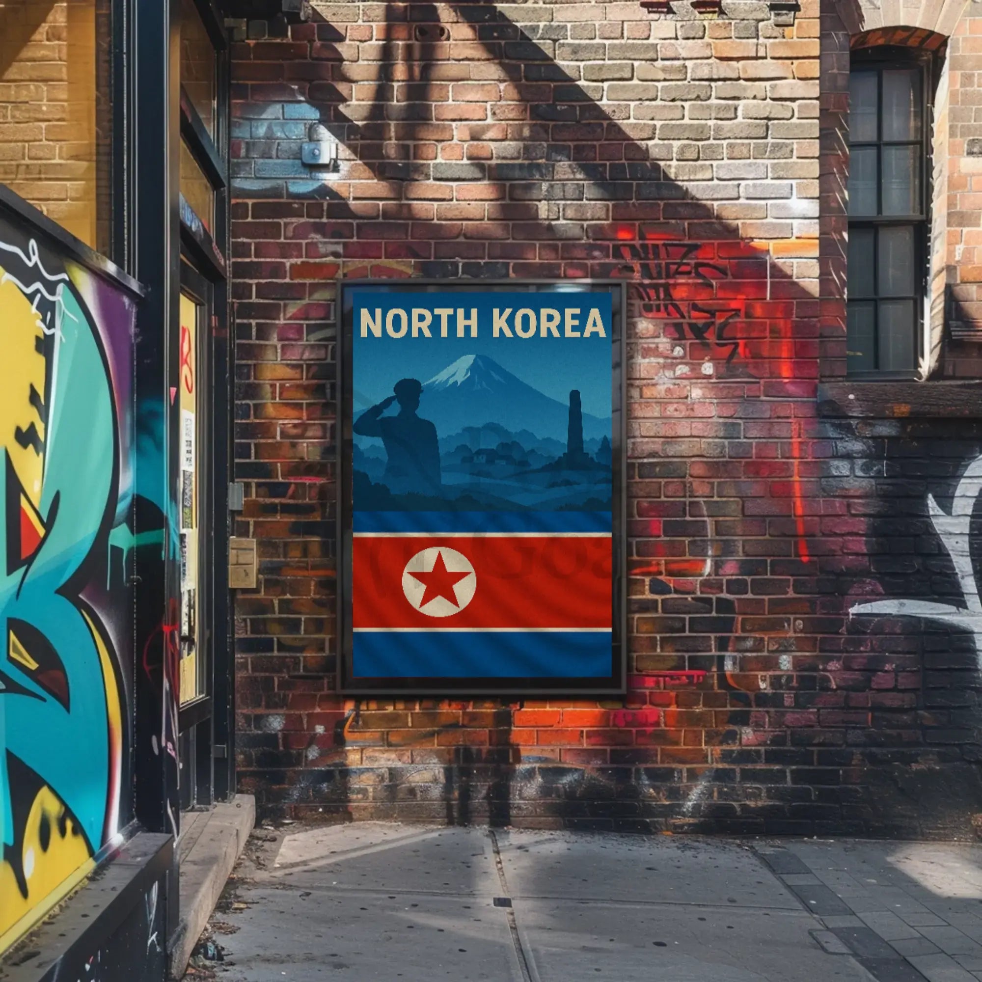 North Korean Nationalism Silhouette Art Propaganda Poster PosterGoat
