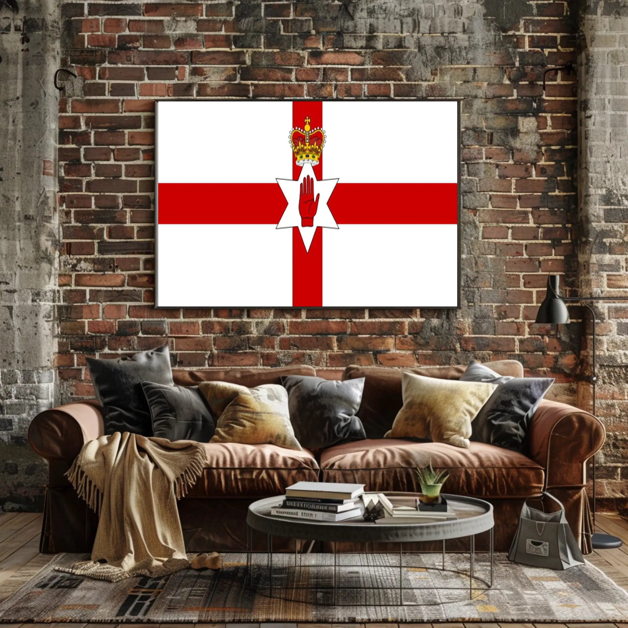 Northern Ireland Flag with Bold Heraldic Symbols - Country Flag Poster PosterGoat