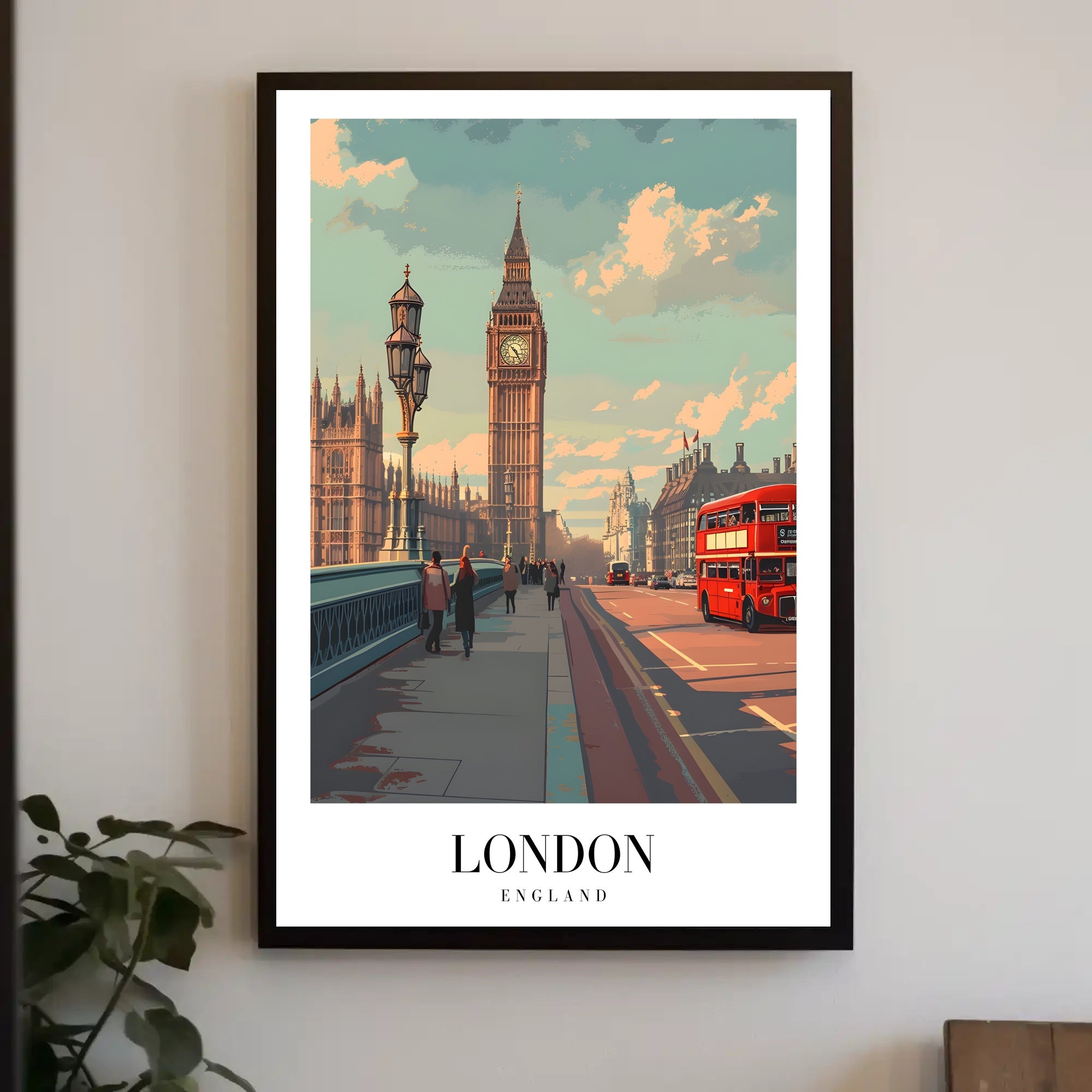 Nostalgic London Cityscape Vintage Illustration Urban or Cityscape Poster PosterGoat