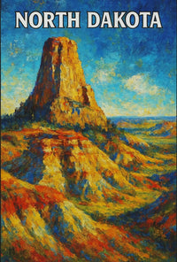 Nostalgic North Dakota Landscape Travel Poster PosterGoat