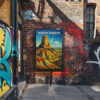 Nostalgic North Dakota Landscape Travel Poster PosterGoat