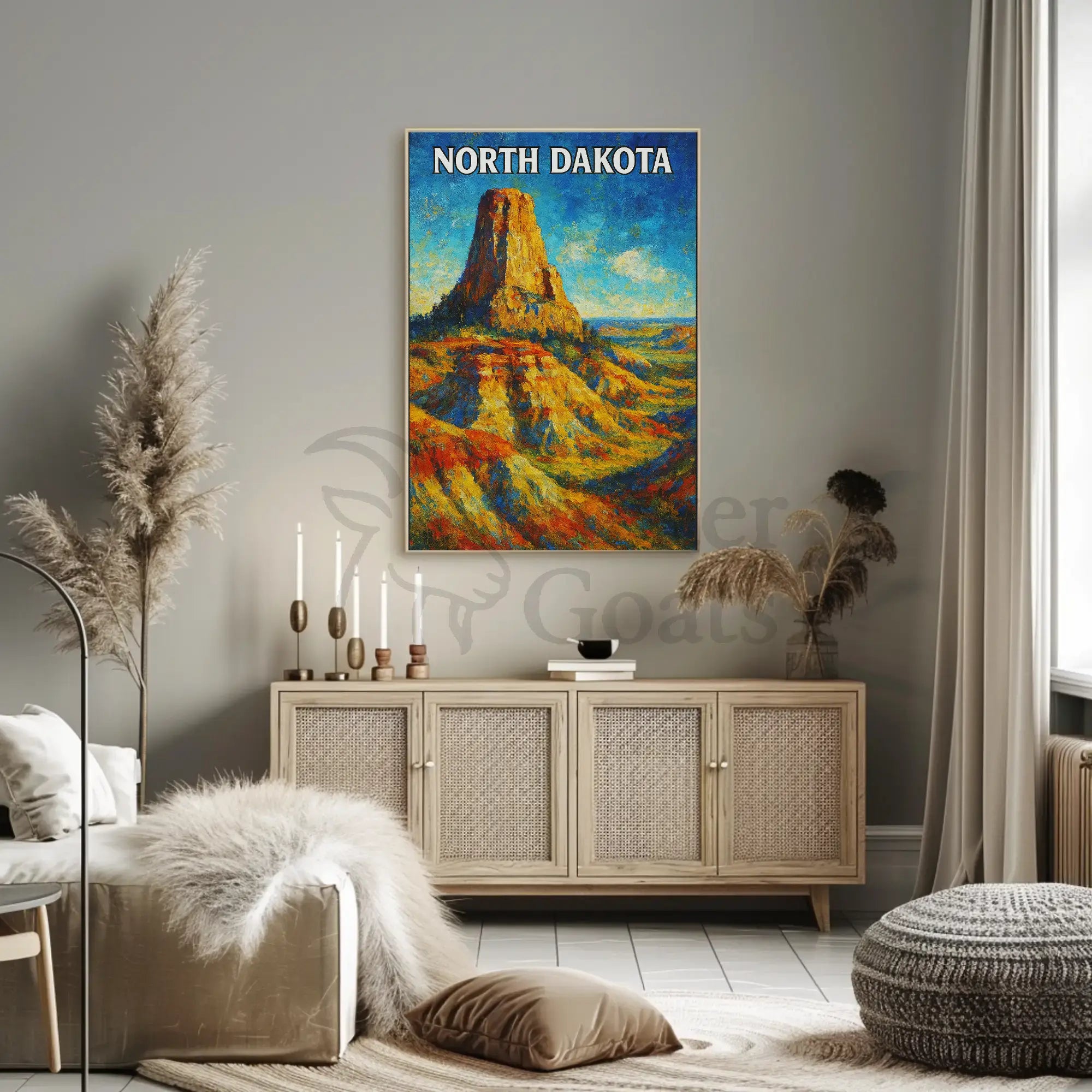 Nostalgic North Dakota Landscape Travel Poster PosterGoat
