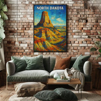 Nostalgic North Dakota Landscape Travel Poster PosterGoat