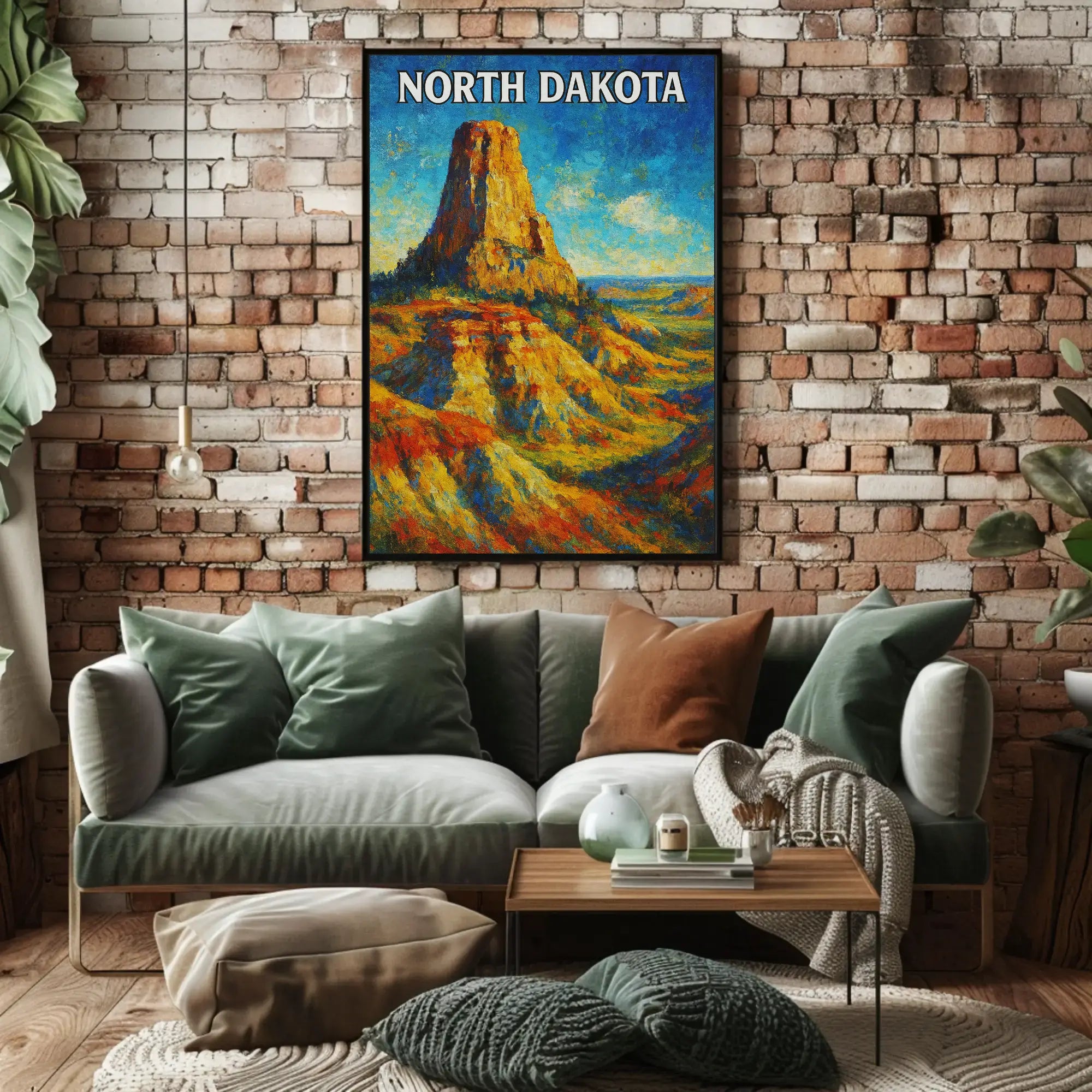 Nostalgic North Dakota Landscape Travel Poster PosterGoat