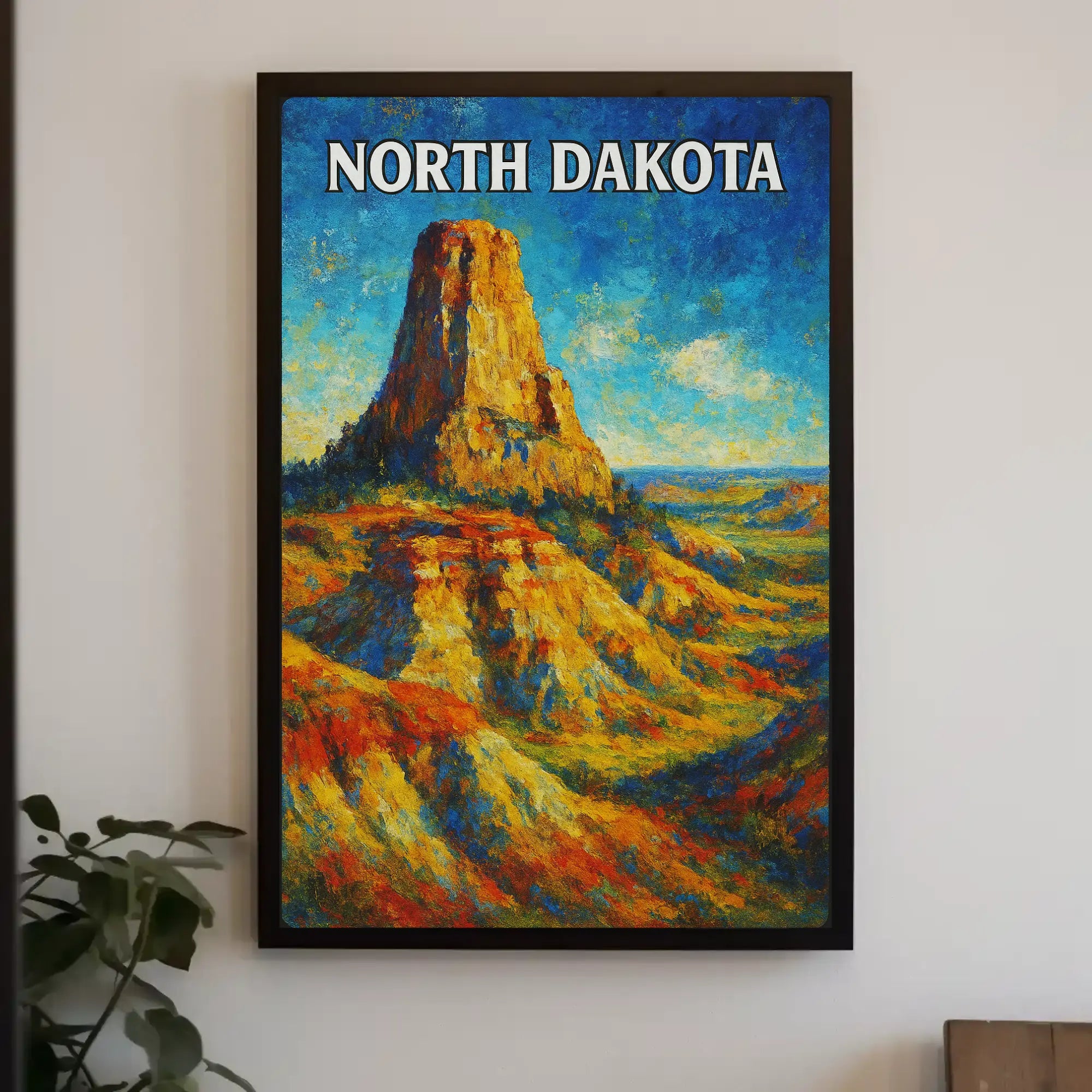 Nostalgic North Dakota Landscape Travel Poster PosterGoat